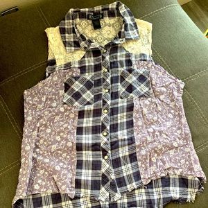 Plaid and Floral Button up Tank